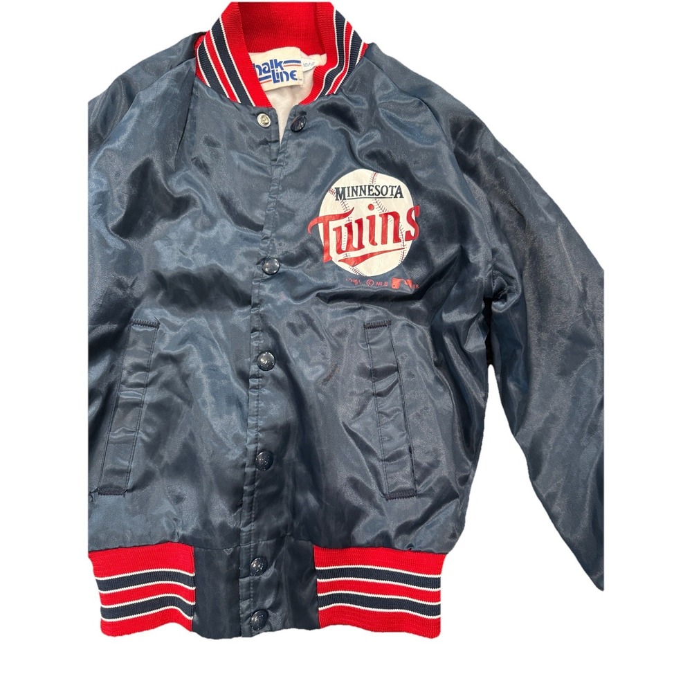 Vintage 80s Chalk Line Minnesota Twins Satin Bomber Jacket 10/12 Youth MLB - Picture 1 of 12